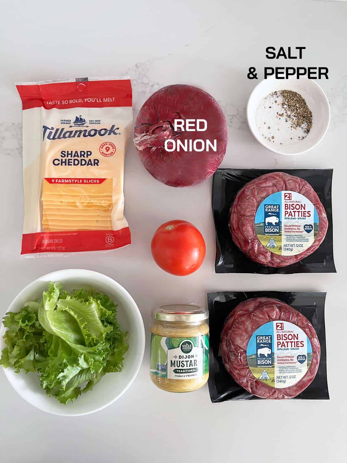 The ingredients needed to make bunless burgers.