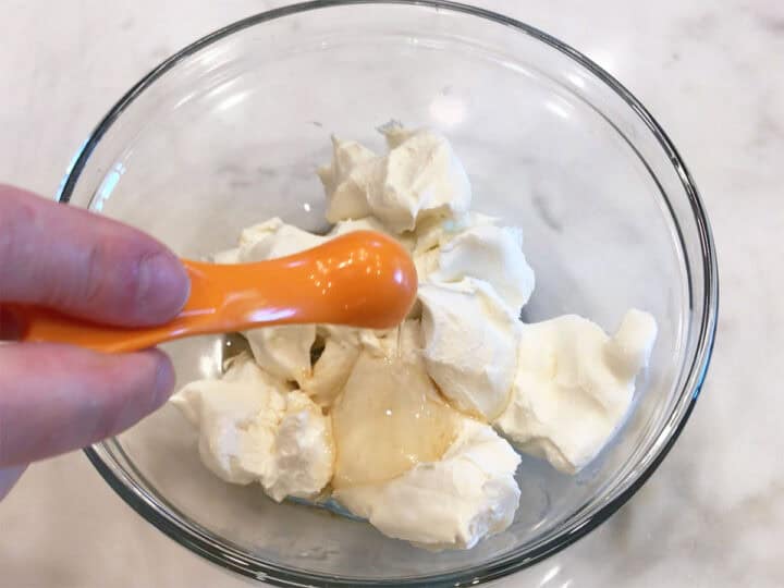 Adding a sweetener to the cream cheese.