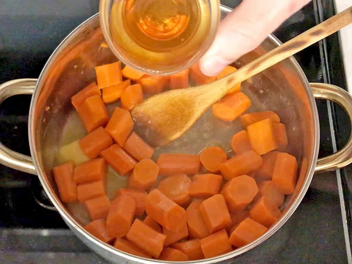 Adding butter and honey.