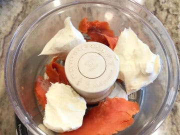 The mousse ingredients were placed in the food processor.