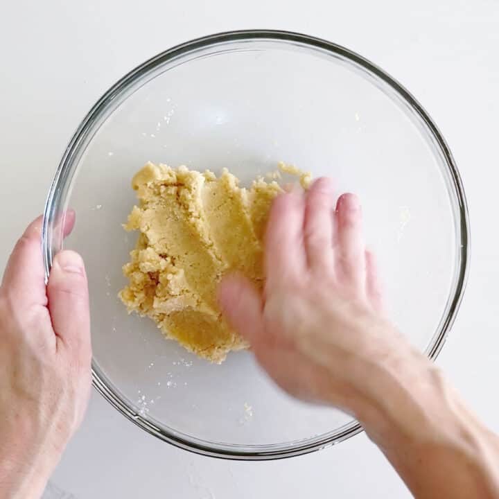 Kneading the dough.