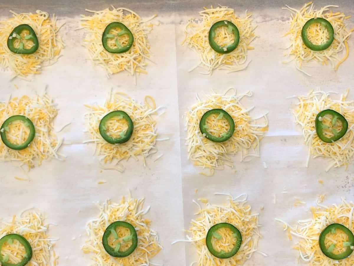 The cheese mounds were topped with sliced jalapenos.