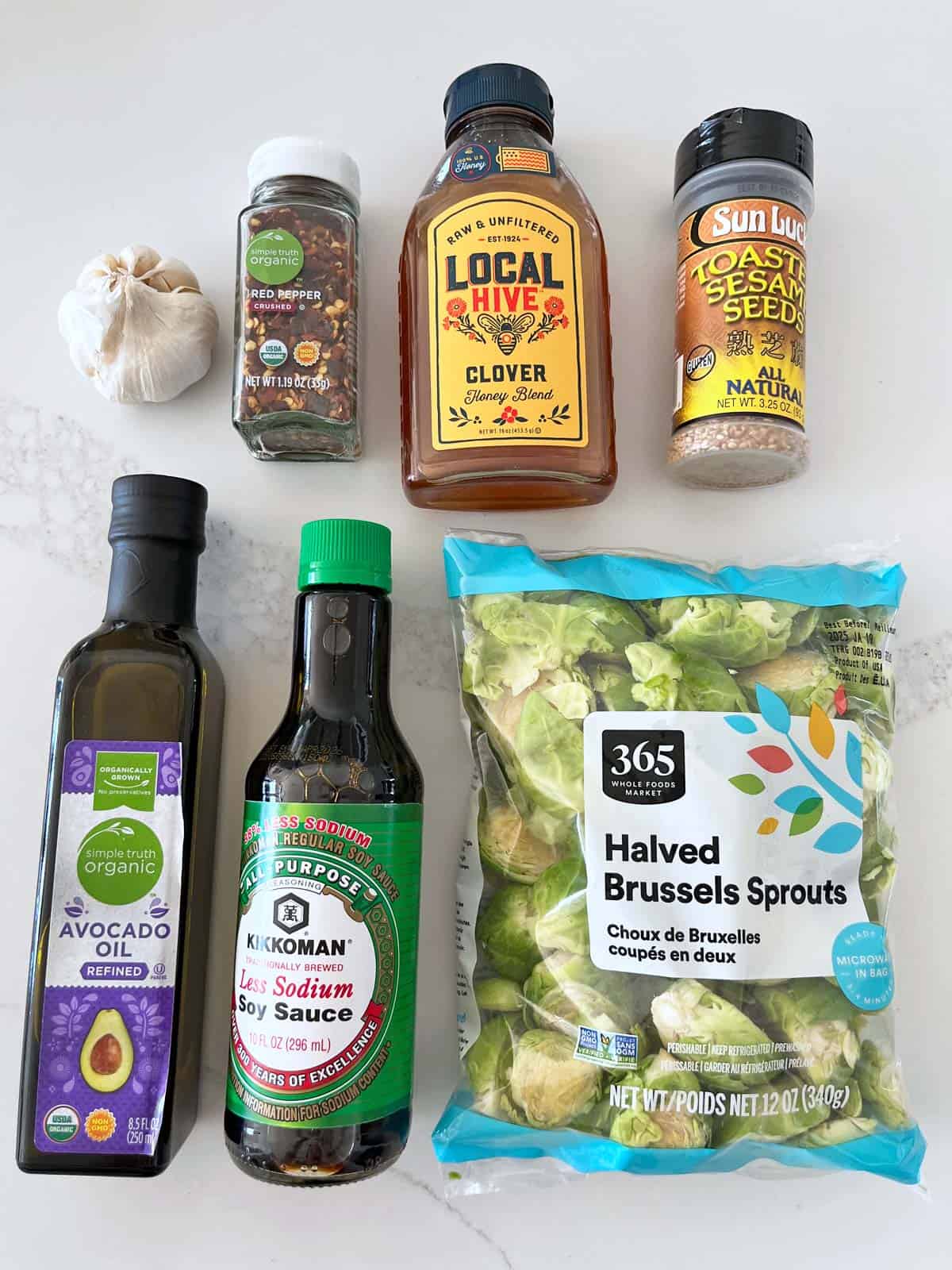 The ingredients needed to make Asian Brussels sprouts.