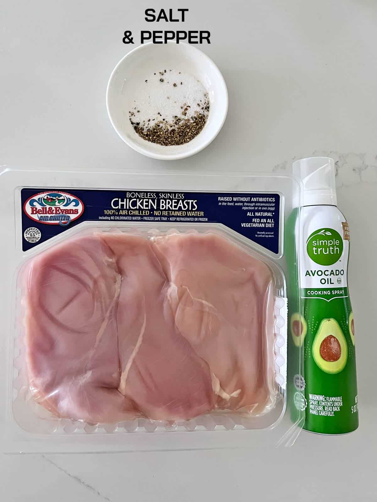 Ingredients for baking chicken for casserole.