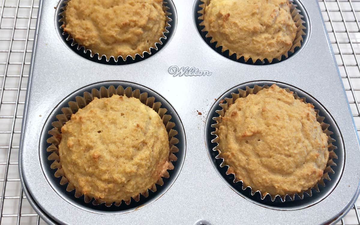 The muffins are ready in the pan.