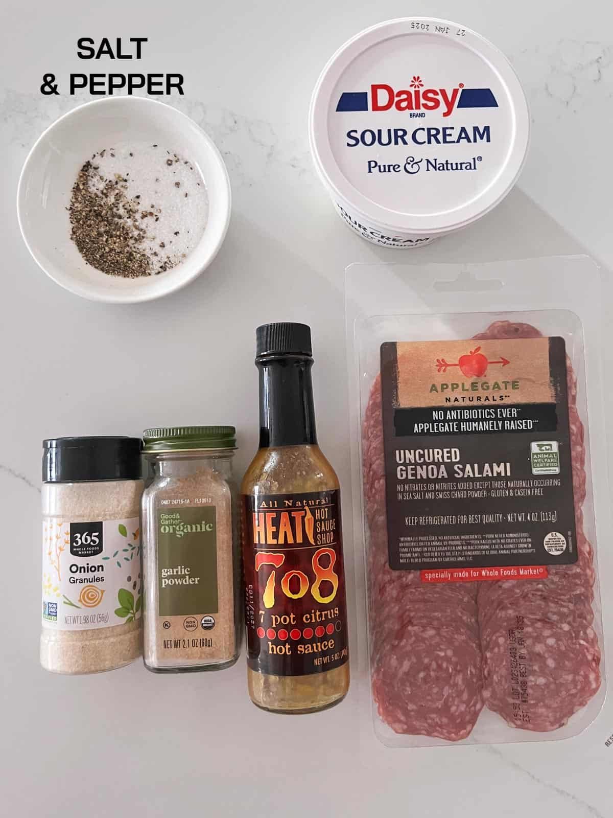 The ingredients needed to make salami chips.