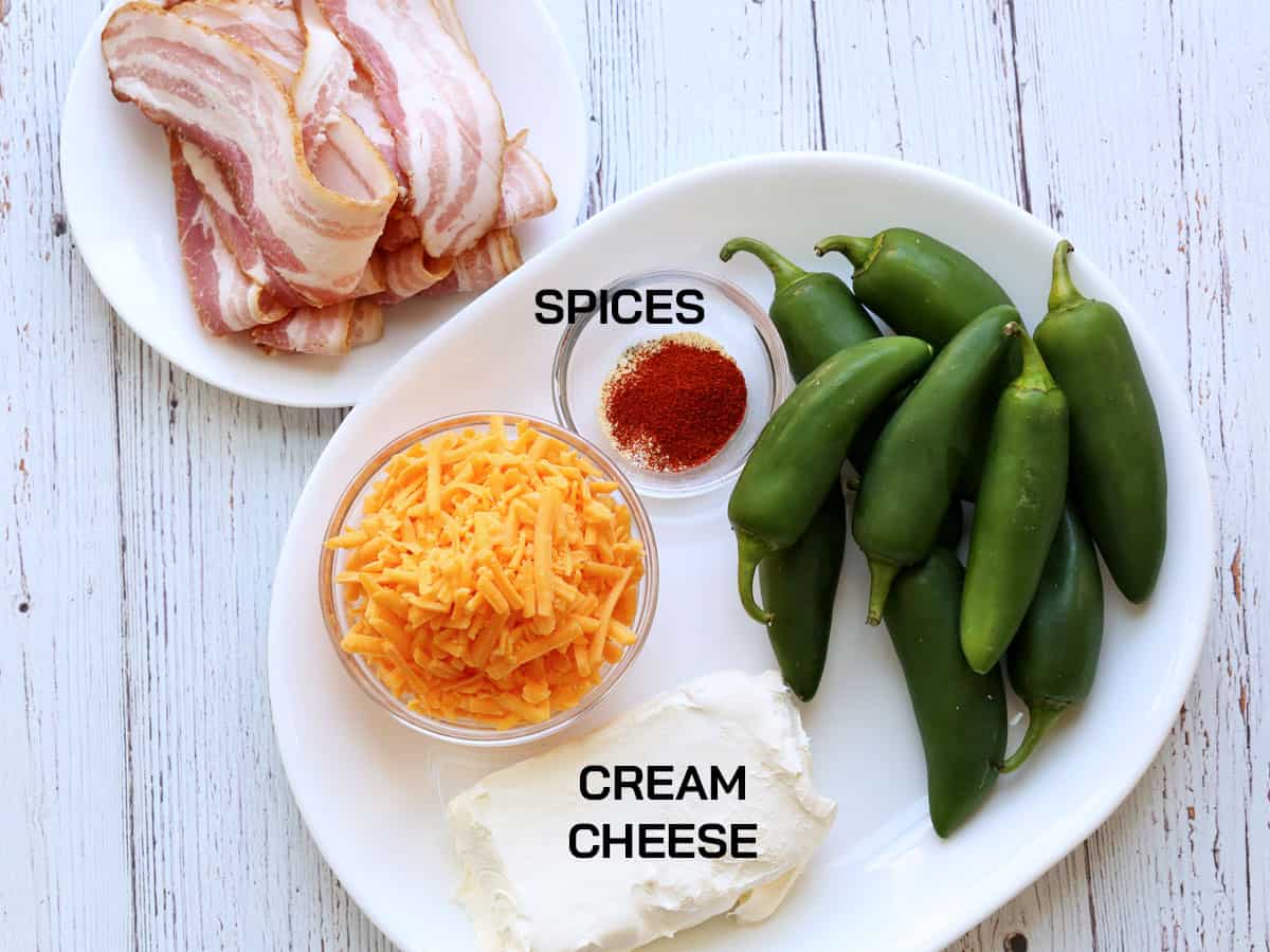 The ingredients needed to make stuffed jalapenos.