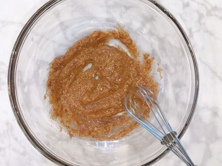 The eggs were mixed with spices.