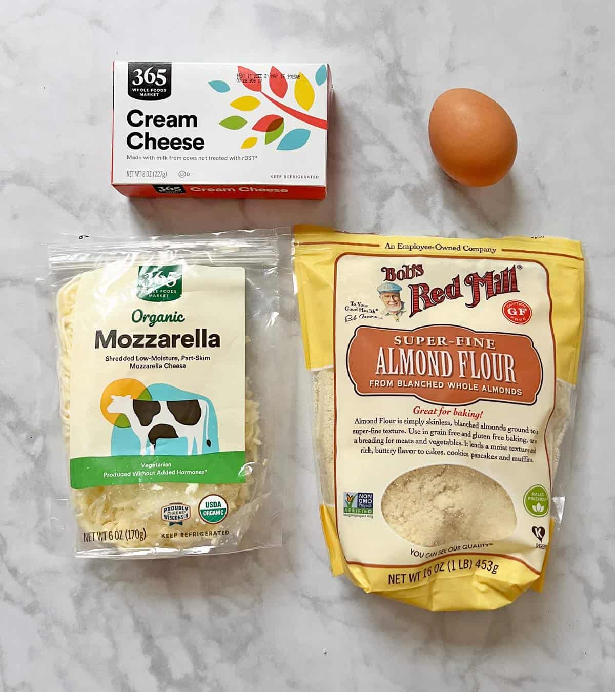 The ingredients needed for keto empanada dough.