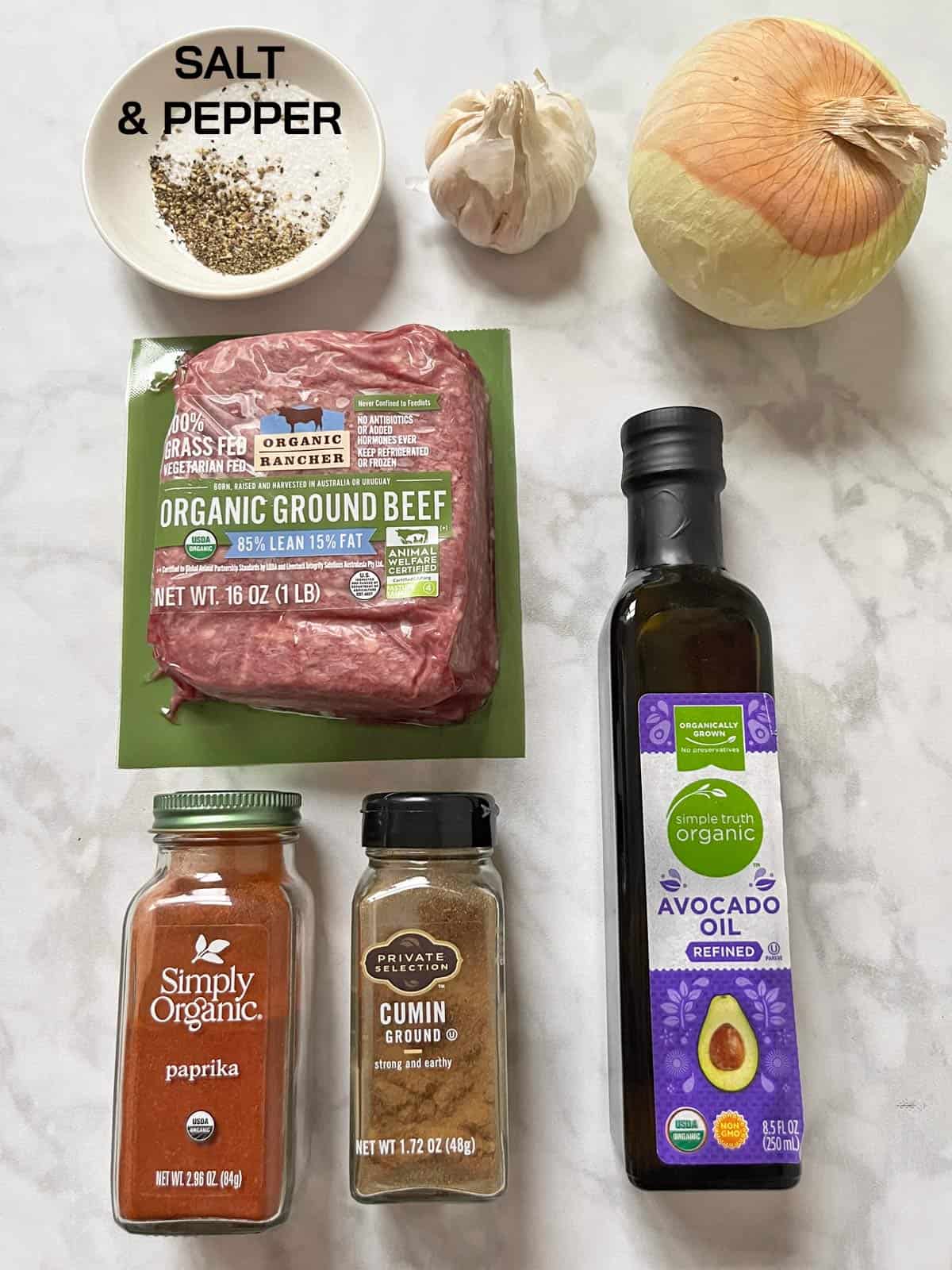 The ingredients needed for keto empanada filling.