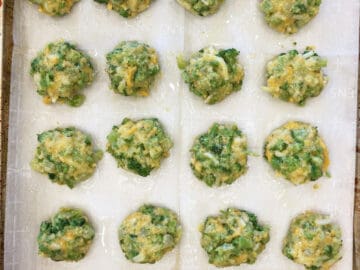Mounds of the mixture were placed on the baking sheet.