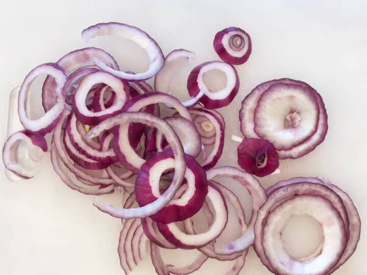 The onion was sliced into rings.