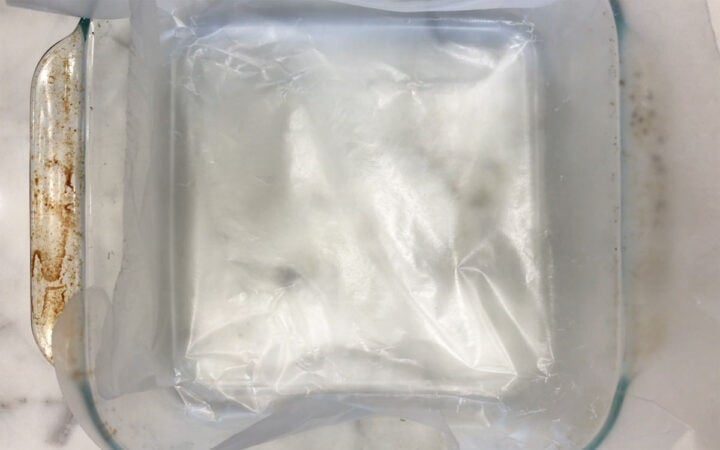 A wax paper-lined pan.