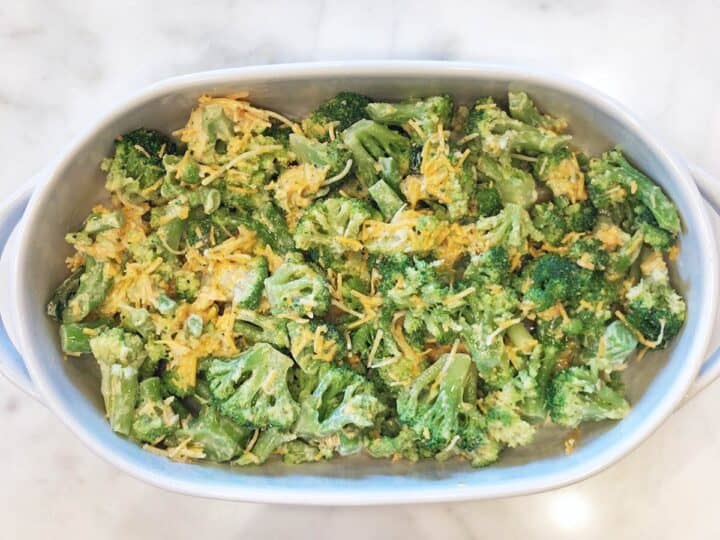 The broccoli mixture was transferred to the pan.