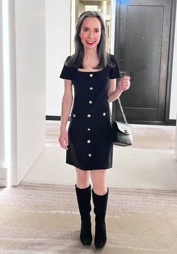 Vered DeLeeuw is wearing a black dress.