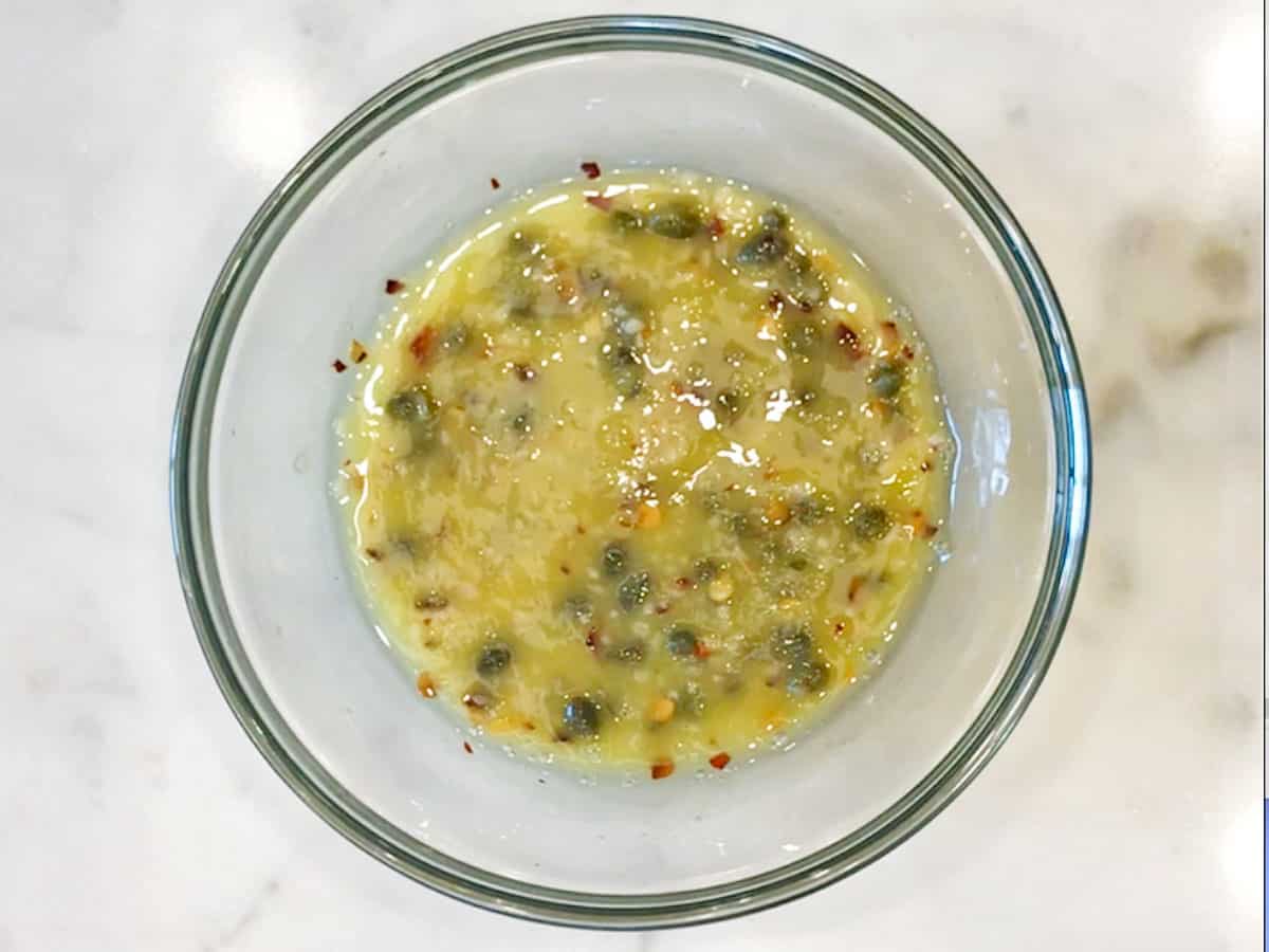 The sauce was mixed in a bowl.