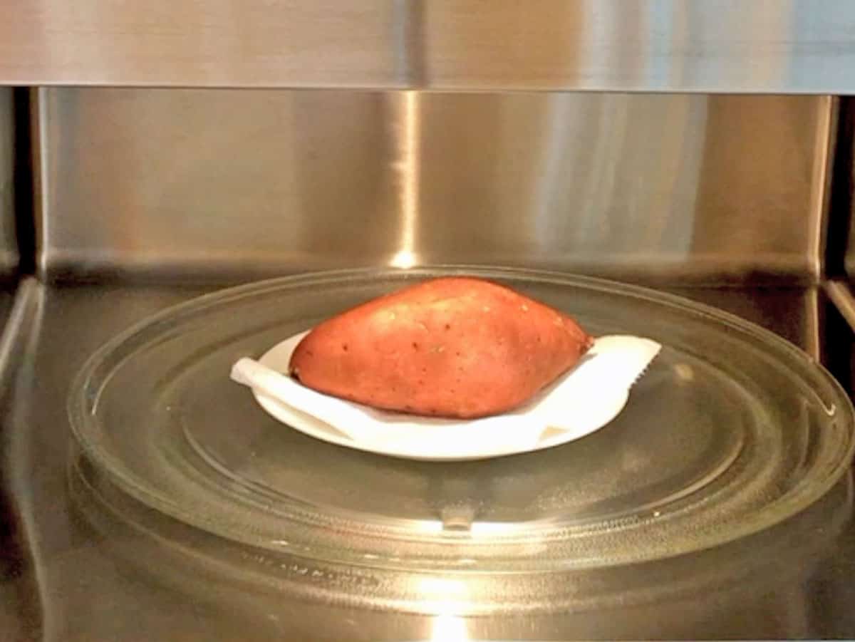 The potato is in the microwave.