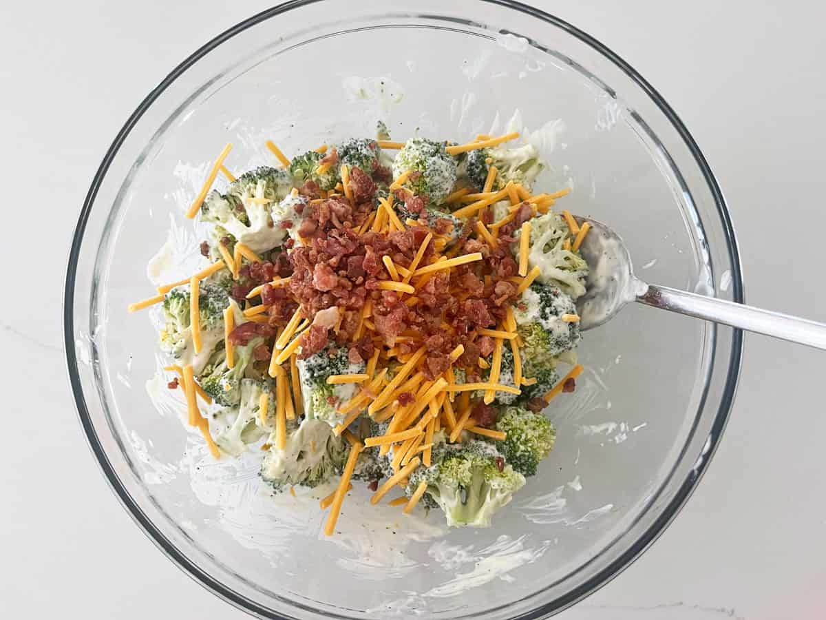 Bacon and cheese were added to the salad.