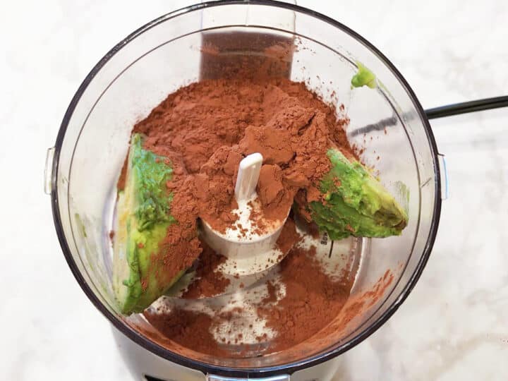 The mousse ingredients were added to the food processor.