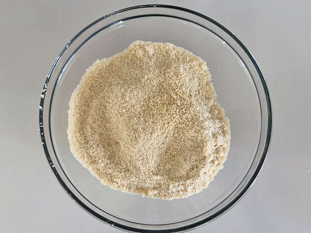 Sifted almond flour in a bowl.