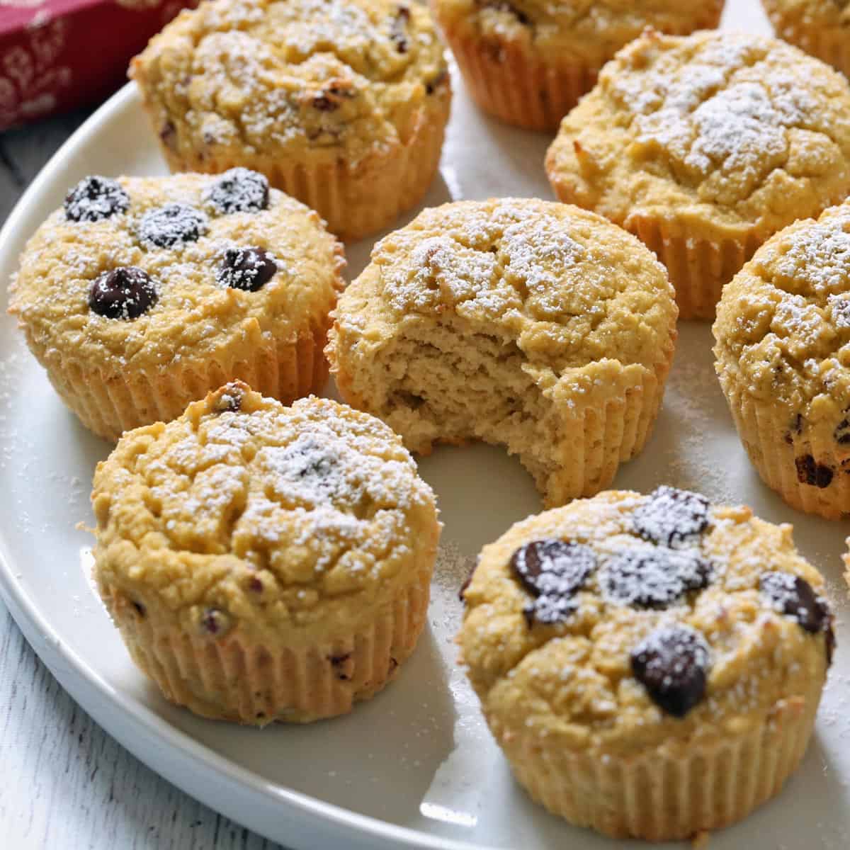 Coconut flour muffins with chocolate chips.