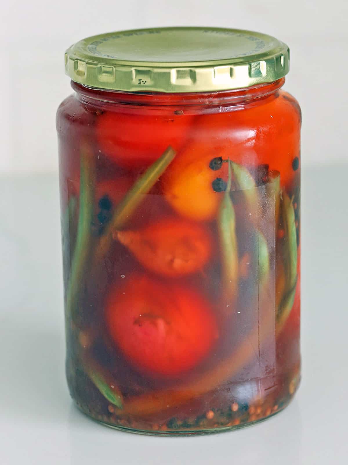 Quick pickles in an apple cider vinegar brine.