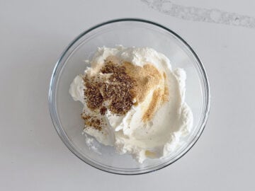 The dip ingredients were added to a bowl.