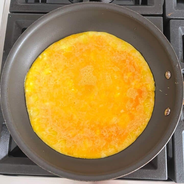 The eggs were added to the skillet.