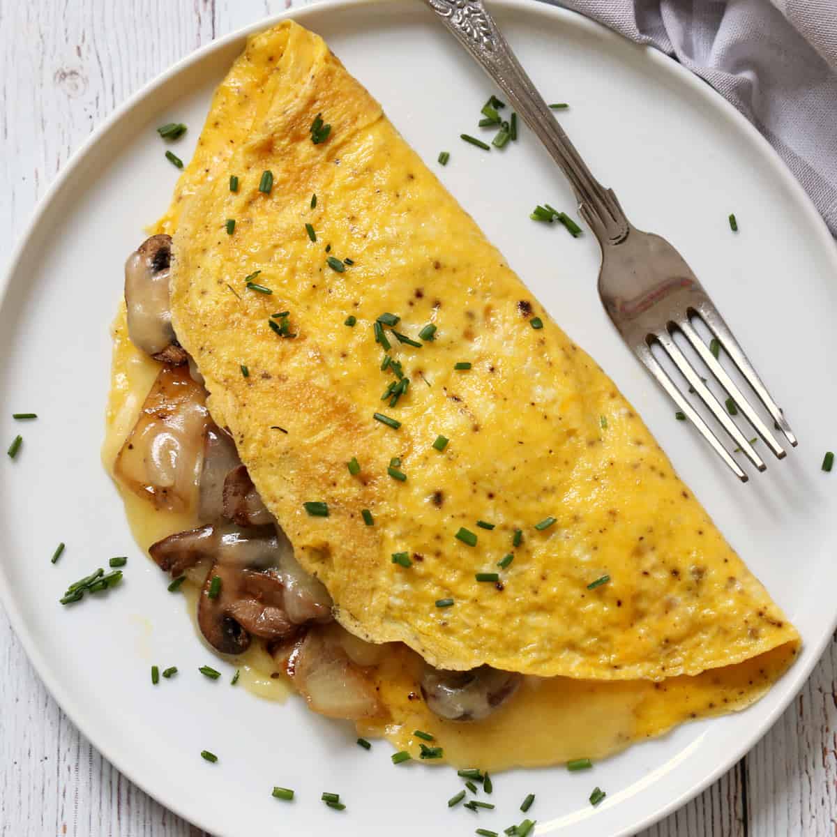 Mushroom omelette on a plate.