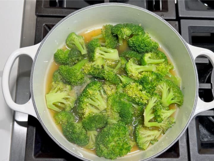The broccoli was simmered until tender.