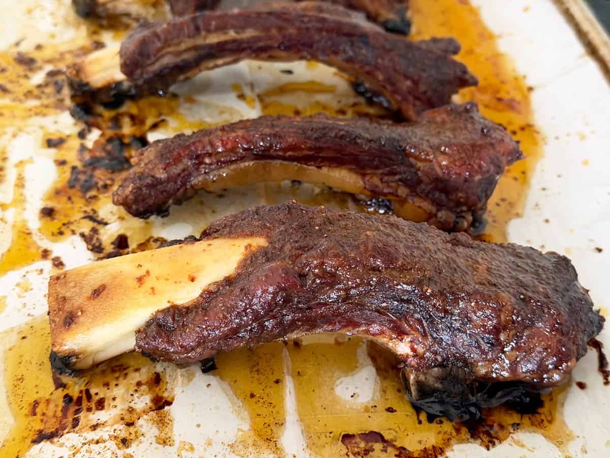 Most of the meat in beef back ribs is on the sides.