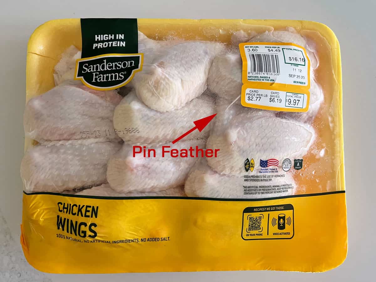 Wings with pin feathers.