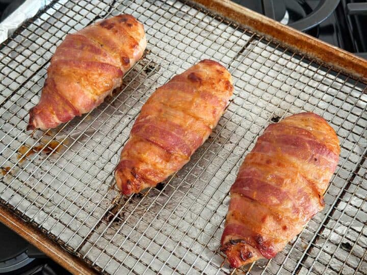 The chicken is ready in the pan.